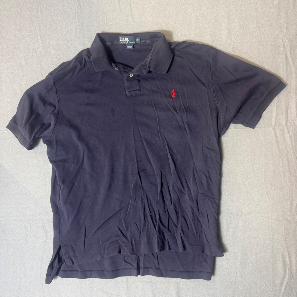 Polo Ralph‎ Lauren Mens XL Navy Blue Short Sleeve Cotton Polo Shirt